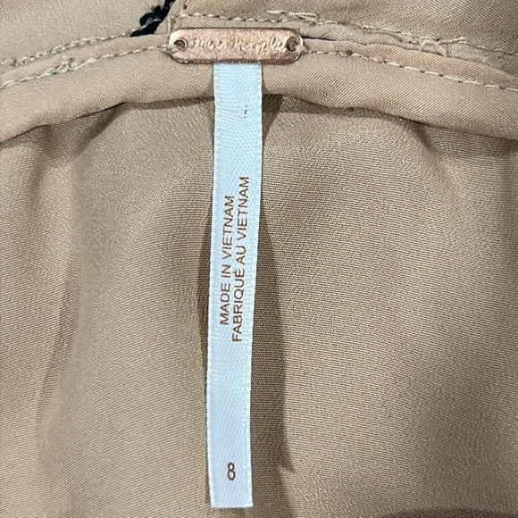 Free People Night Shimmer Mini Dress 8 Black Tan Nude Lace Sequins Cocktail Boho - Picture 10 of 11